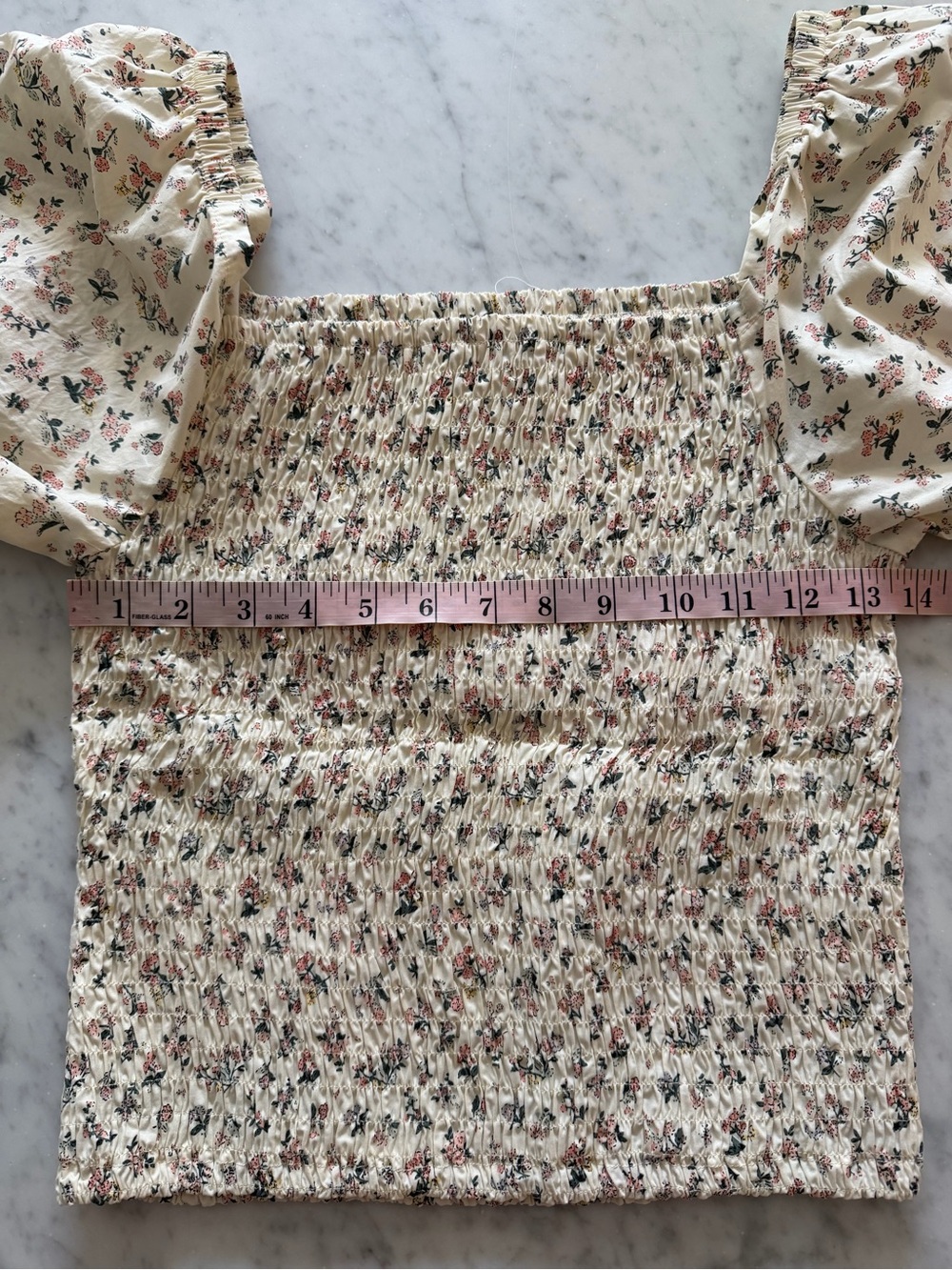 Lucca smocked floral crop puff sleeve top - Picture 7 of 7